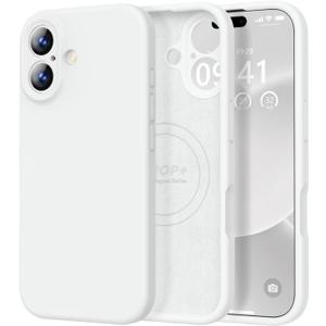 Vooii Magnetic for iPhone 17 Case, Compatible with Magsafe (Premium Liquid Silicone) (Integrated Camera Control Button) Full Body Protective Anti-Scratch Microfiber Lining 6.3", White