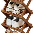 Comeon Bamboo Shoe Rack, Foldable Vertical Shoe Rack for Front Door Entrance Narrow Shoe Organizer Small Shoe Shelf for Entryway Shoe Storage Closet Multi-Tier (Brown Colors,6 Layers)
