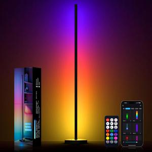 MIHEAL RGB Corner Floor Lamp, 57.5" Color Changing LED Corner Lamp with APP Control, Modern Standing Lamp with Music Sync and 16 Million DIY Colors, Heavy Base for Bedroom Living Room Gaming Room