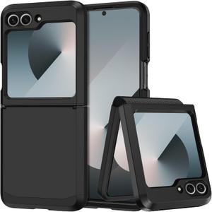 Samsung Galaxy Z Flip 6 Case with Hinge Protection, Heavy Duty Shockproof Drop Proof Full Body Protective Bumper Phone Cover (Black)