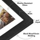 Americanflat 13x19 Picture Frame with Shatter-Resistant Glass - Use as 11x17 Frame with Mat or Display 13x19 Photo Without Mat - Hudson Collection - Wide Picture Frames for Wall Display - Black