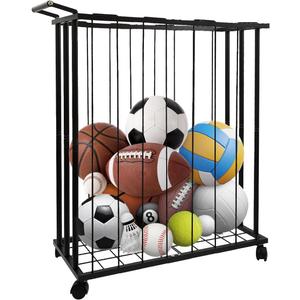 Large Garage Ball Storage Rack with WheelsRolling Sports Equipment Organizer Freestanding Ball Holder for Basketball Soccer Volleyball FootballSports Ball Storage for Garage Gym School Home
