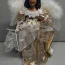 Kurt Adler 16-Inch White/Rose Gold Black Angel Tree Topper