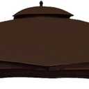 Hugline Outdoor Replacement Canopy Top Double Tier Gazebo Roof Cover for Lowe's Allen Roth 10x12 Gazebo #GF-12S004B-1 (Brown)