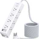 Surge Protector Power Strip - 10 FT Extension Cord, Power Strip with 12 Widely AC Outlet 3 USB, Flat Plug, Wall Mount Overload Protection, 1050J, Desk Charging Station for Home Office, ETL Listed (White)