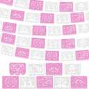 VitalCozy 4 Pack 59 ft Papel Picado Banner Mexican Talavera Party Plastic Fiesta Banner Mexico Wedding Decorations for Day of The Dead Cinco De Mayo Cielito Lindo Party Decorations (Pink White)