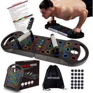 HOTWAVE Push Up Board Fitness, Portable Foldable 20 in 1 Push Up Bar at Home Gym, Pushup Handles for Floor. Professional Strength Training Equipment For Man and Women,Patent Pending (Black)