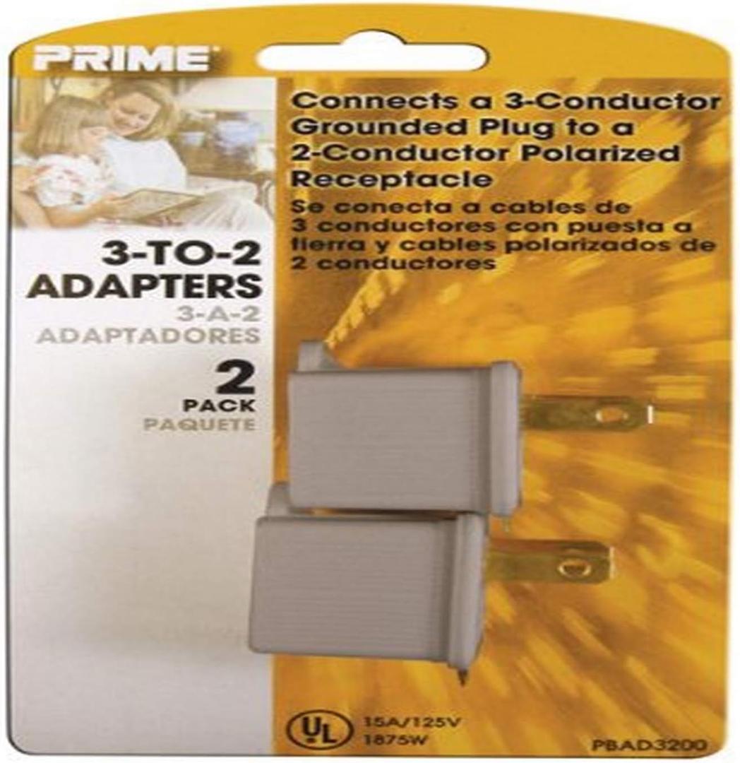 Prime Wire & Cable PBAD3200 3-to-2 Adapter, Gray, 2-Pack