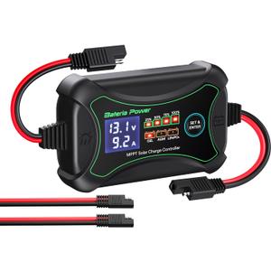 10Amp 12 Volt MPPT Solar Charge Controller, Bateria Power Intelligent Portable Solar Panel Controller, Max PV 150W 30Voc Solar Regulator for Gel AGM Lead-Acid, Lithium LiFePO4 Battery (SunRock 10)