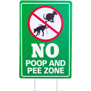 WaaHome No Poop and Pee Dog Sign - 8''X12'' Clean Up After Your Dog Sign with Metal Stakes - Please Pick Up After Your Dog Sign - Double Sided No Pooping and Peeing Dog Sign for Yard Lawn