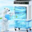 Swamp Cooler Air Conditioner, 4000 CFM Evaporative Air Cooler with 8-Gal Water Tank, 4 Modes, 3 Speeds, Remote, 12H Timer, Dry Burn Protection, Portable Windowless AC for Bedroom, Home, Office