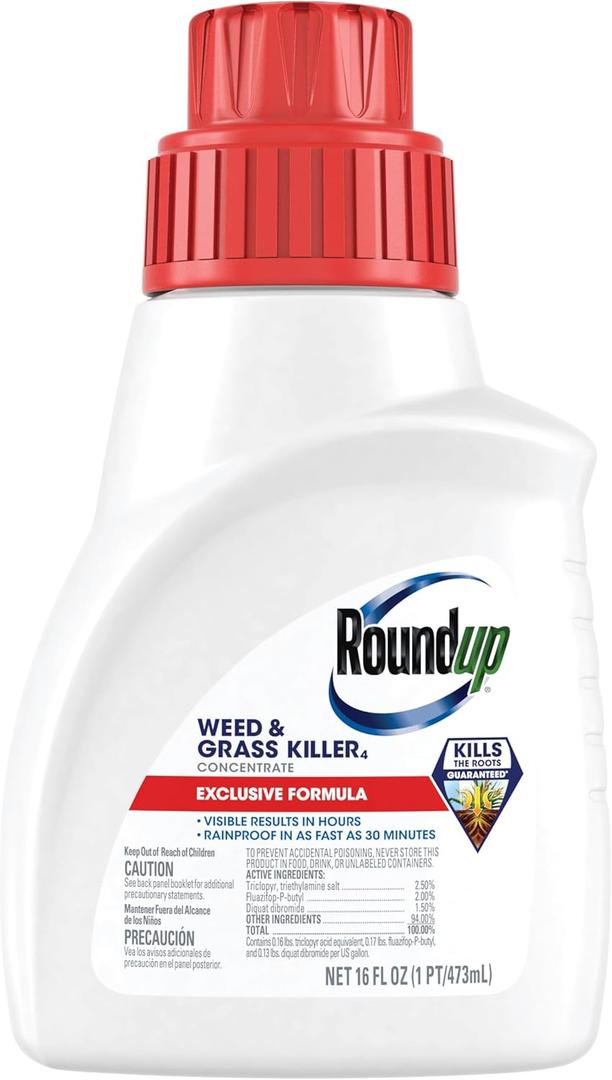 Roundup Weed & Grass Killer Concentrate, Use in and Around Flower Beds, Walkways and Other Areas of Your Yard, 16 fl. oz.