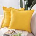 MADIZZ Set of 2 Short Chenille Throw Pillow Covers 24x24 Inch Yellow Soft Decorative Cushion Cover for Sofa Bedroom Pillow Shell