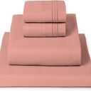 Mellanni Full Sheets Set - 4 PC Iconic Collection Bedding - Hotel Luxury, Extra Soft, Cooling Bed Sheets - Wrinkle, Fade, Stain Resistant (Full, Coral)