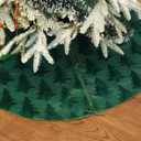 CROWNED BEAUTY Christmas Tree Skirt Collar 36 Inch Green Xmas Pine Trees Faux Fur Soft Plush Decoration TS35-36