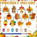 delaimastor 24Pcs Thanksgiving Turkey Craft Wood Color Your Own Keychains DIY Wooden Fall Turkey Keychains Crafts Kits for Thanksgiving Party School Home Active Favors Gifts (yellow)