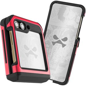 Ghostek Atomic Slim Samsung Z Flip 5 Case - Clear Back with Red Aluminum Metal Bumper, Shockproof & Dual Layer Protective Phone Case, Phone Cover Designed for 2023 Galaxy Z Flip 5 (6.7") (Red)