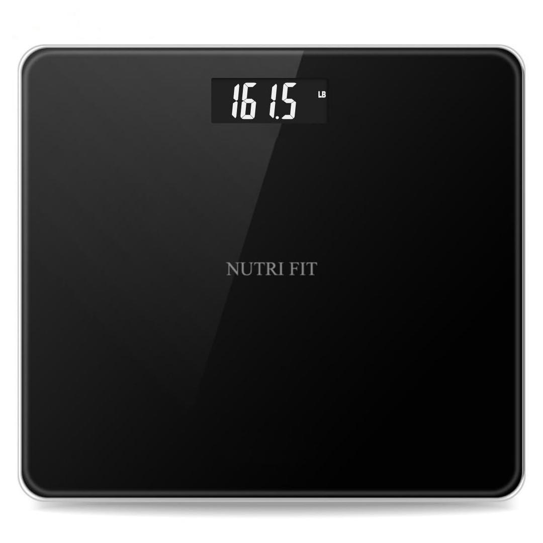 NUTRI FIT Digital Bathroom Scale for Body Weight, Bath Scale for Accurate Weight Watching with Large LCD Display, Most Accurate for The Elderly Safe Home Use, 330 lbs (Cool Black)
