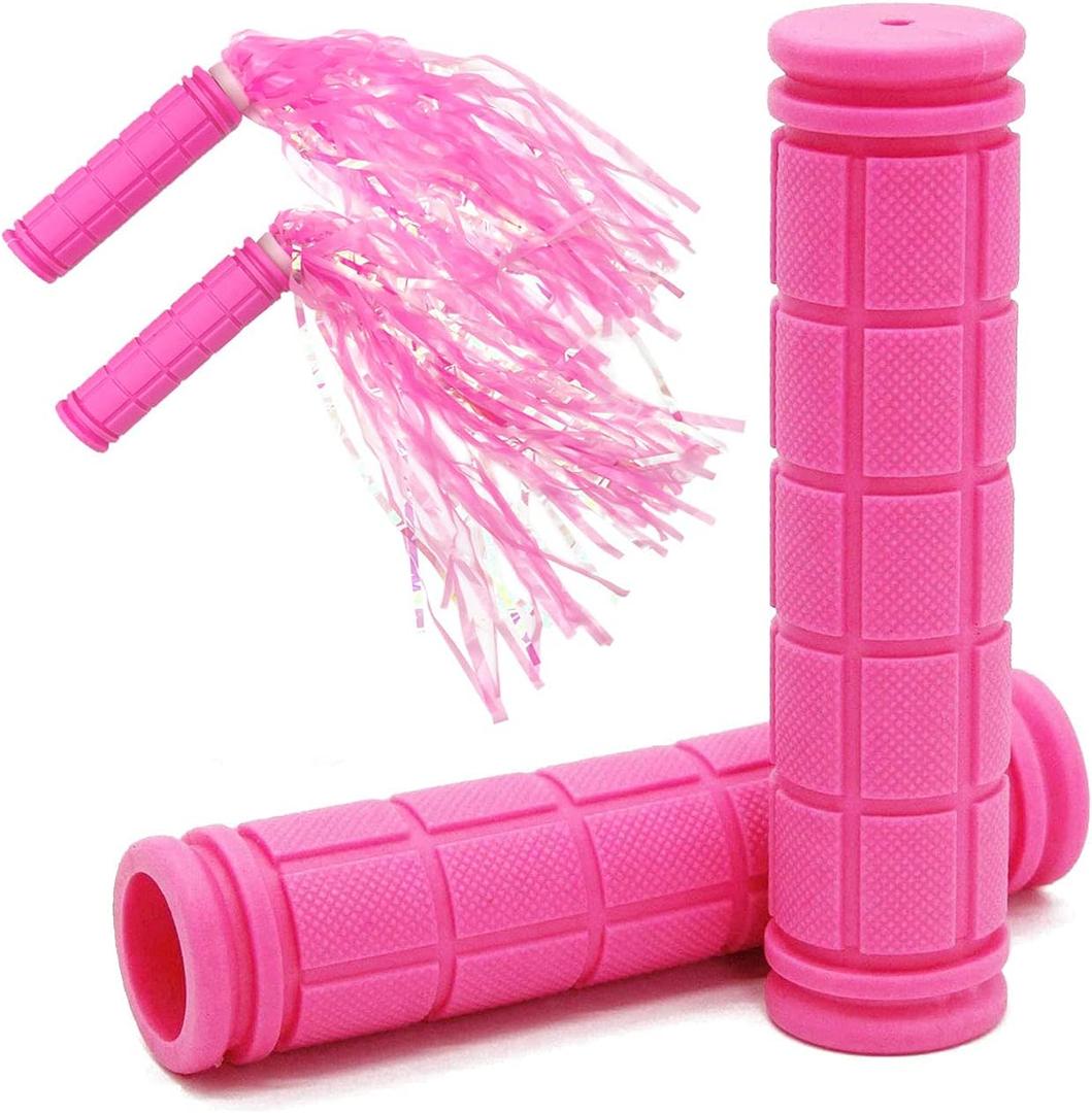 Bike Handle Grips with Tassel Streamers for Girls Boys and Kids, Non-Slip Bicycle Handlebar Grips Cover for Mountain Bike, Scooters Road Bike BMX MTB Cycling Replacement Parts