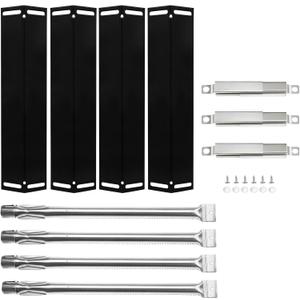 Hisencn Grill Parts for Charbroil 18 13/16'' Stainless Steel Grill Burner Tube, 16 1/2 '' x 4'' Porcelain Heat Plates and Adjustable Carryover Tube, Parts for Charbroil 4 Burner Grills