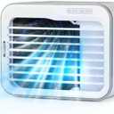 BLACK+DECKER Desktop Air Cooler, Personal Portable Fan with 3-Speeds, Evaporative Air Cooler with 0.5L Water Tank, Air Cooler Fan for Desk, Home, Office, Bedroom, and more, BDMC10, White/Gray