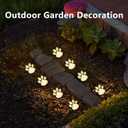 Paw Print Solar Lights - Outdoor Garden Decoration Waterproof, Cat Dog Animal Set (4), Pet Cemetery, Grave Memorial, Gifts for Pet Lovers (Warm White)