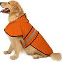 HDE Dog Raincoat Jacket Reflective Adjustable Hooded Pet Poncho Rain Coat with Leash Hole for  X-Large Dogs Safety Orange