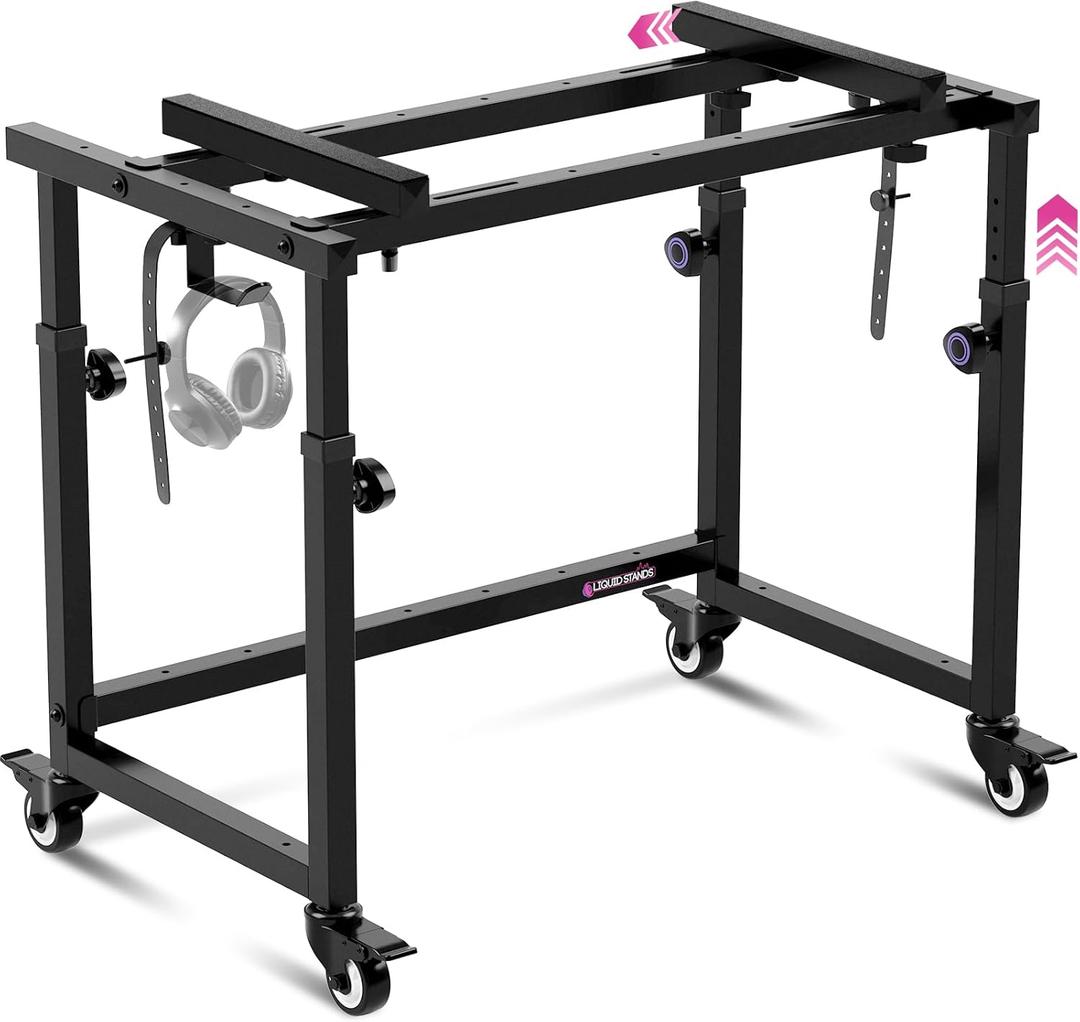 Liquid Stands Piano Keyboard Stand - Electric Piano Stand for 49 54 61 88 Key - Piano Desk Music Stand Production - Piano Table Synth Stand Rolling Home Recording Studio Workstation DJ Keyboard Table