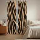 Batmerry Rose Gold Africa Zebra Striped Blackout Curtains for Bedroom, Black Grommet Top Drapes Thermal Insulated Window Curtains, Set of 2 Panels, 52x84 inches
