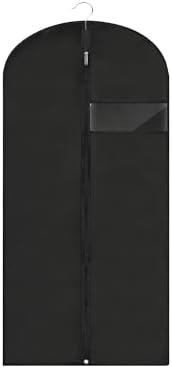 LXLOVESM Garment Bags for Hanging Clothes, 45'' Suit Bag Cover for Storage and Travel, Dress Bags for Gowns Long (Black) 5 Pack
