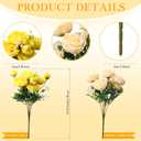 Geosar 8 Bundles Artificial Peonies Flowers Fake Silk Peony Bouquet Faux Peonies Flowers Bulk for Decoration Vase Floral Arrangements Wedding Party Table (Yellow,Champagne)