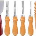 6 Pcs Leather Beveler Tools Set - 4 Size Edge Bevelers, Leather Cutting Knife, Beech Wood Edge Burnisher, Leather Crafting Tools for DIY Craft Work