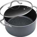 BEZIA 10 Quart Cooking Pot, Large Non Stick Induction Stock Pot with Lid, All Stove Compatible, 10 QT Aluminum Soup/ Stew Pot For Large-batch Cooking, Grey