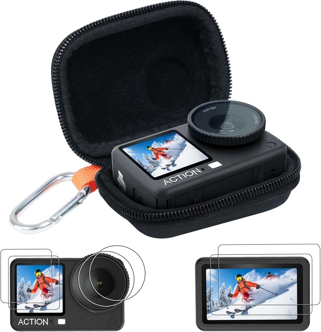 CYNOVA Osmo Action 6 Case, Carrying Case for DJI Osmo Action 6 Accessories, Hard Shell Travel Storage Case with DJI Osmo Action 6 Screen Protector (3 Set), Impact-resistant, scratch-resistant