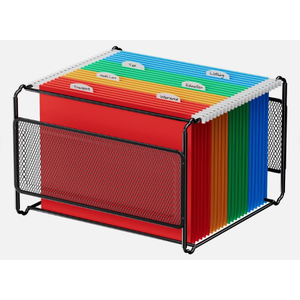 MaxGear Hanging File Organizer Box, Metal Mesh File Folder Storage Box for Letter Legal Size, Black Filing Box for Hanging File Folders, Hanging Folder Organizer for Desk, Office, School, Home