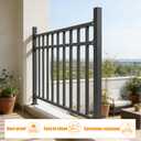 40" H x 48" W Black Upgrade Horizontal Deck Railing Kit | Heavy Duty Wrought Iron Outdoor Guard Fence Handrail | Flat Hand Rails for Porch, Balcony, Patio, Deck