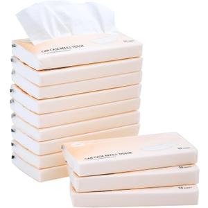 Car Tissue Refills 600 Sheets Facial Tissues Refills for Car Visor Tissue Holder, Travel Tissue Tubes Box Container Perfect Fit Car Cup Holders (50 Count (Pack of 12))