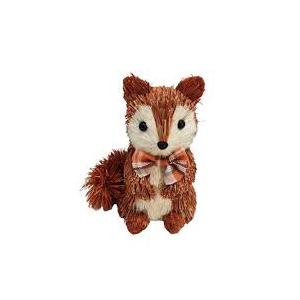 Set of 1 Red Foxes Made of Hay