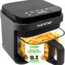 Nutrichef 5.8 Quart Air Fryer | 8-1 Preset Cook Modes | Transparent Fry Bowl for Best Cooking Results | Cook Shrimp, Steak, Fries, Wings, Chicken & More | Precise Temperature Control & Time | Grey
