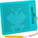 Magnetic Drawing Board for Kids & Toddlers with Beads and Magnet Stylus Pen - Magnetic Tablet Toy for Airplane & Car Ride Activities for Kids (Square Blue)