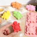 Silicone Turtle Molds, 2 Pack Pink 6-Cavity Baking Molds for Chocolate, Candy, Ice Cubes, Soap Making, Food Grade, Dishwasher Safe, 6.5 x 6.5 Inch