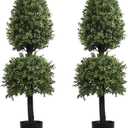 4ft Boxwood Ball Shape Artificial Topiary Tree Porch Decor, Outdoor Plants 2Pack