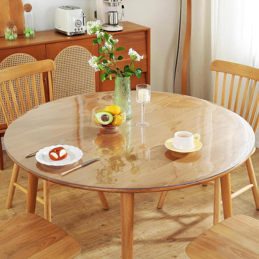 Warmstar Clear Table Protector, 2mm Thick, 38 Inch Round, Plastic Table Cover, Desk Mat, Coffee Table, Writing Desk, Dining Room