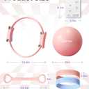 YOTTOY Pilates Ring and Ball Set, Figure 8 Resistance Bands, Stretch Bands & Guide, Pilates Equipment Set for Beginners for Home Workouts Core Strength, Yoga, Physical Therapy & Rehab, Pink 15in