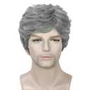 ANOGOL Mens Short Hair Wig Grey Mens Wig Short Gray Wigs Handsome Male Wigs Daily Shaggy Costume Men Pelucas Para Hombres Synthetic Dandy Man Style Funny Old Men Halloween Cosplay for Christmas Party