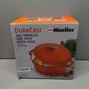 MUELLER HOME 6 Quart Enameled Cast Iron Pot Dutch Oven, Heavy-Duty, Oven-Safe up to 500° F & Across All Cooktops, Bread Pan with Lid & Knob, Cast Iron Cookware, Blue Kitchen Accessories, Orange