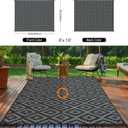 Outdoor Patio Plastic Straw Rug - 8x10 ft Outdoor Camping Rug Waterproof Reversible, Area Carpet Patios Clearance RV, Outside Porch Balcony Deck for Camper, Black & Grey