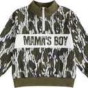 Kids Little Boys Camo Outfit Letter Embroidery Quarter Zip Sweatshirt Long Sleeve Stand Collar Shirt Hunting Clothes (Army Green, 2-3 Years)