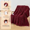 Electric Heated Blanket Twin Size - Jacquard Shaggy Sherpa 62"x84" Fast Heating Bed Blankets with 6 Heating Levels & 10 Hours Auto Off, Over-Heated Protection ETL, Red