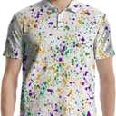 Golf Shirts for Men Funny Polo Short Sleeve Performance Moisture Wicking Quick Dry Mens Hawaiian Polo Shirt (White, M)